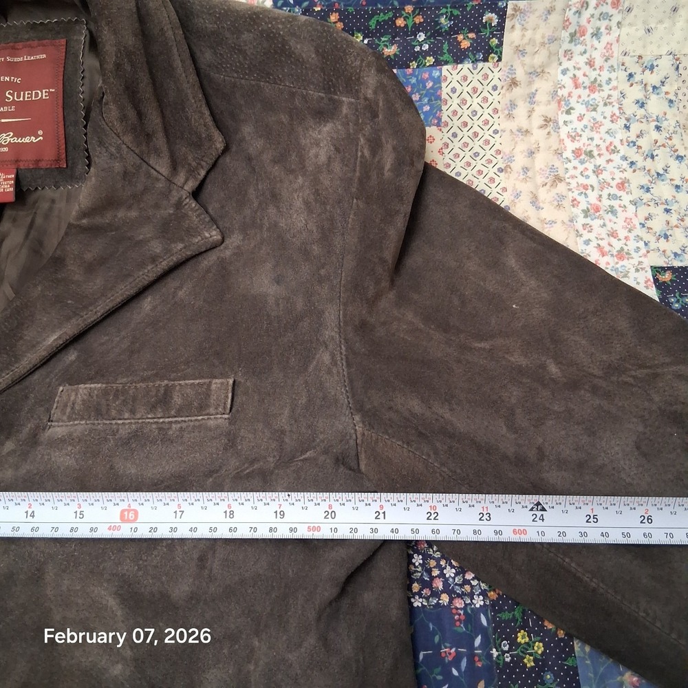 Eddie Bauer‎ Seattle Suede Blazer Jacket Size Large Lined Brown - Picture 7 of 15